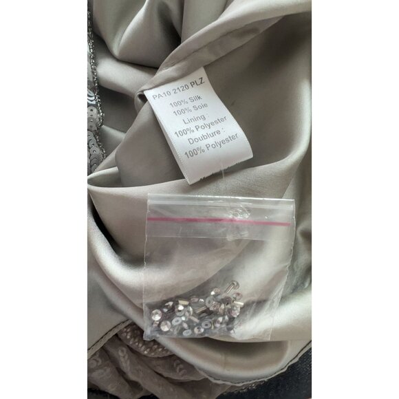 Parker "Comoros" Embellished Beaded and Gems Silk Shift Dress Silver Size‎ XS - Picture 6 of 9